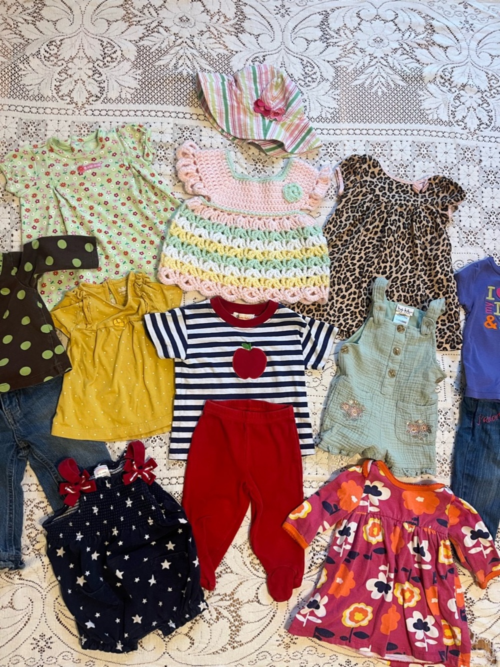 Baby Girl 6-12m Spring/Summer bundle 90s Y2K LOT14pcs Dresses Overalls Outfits